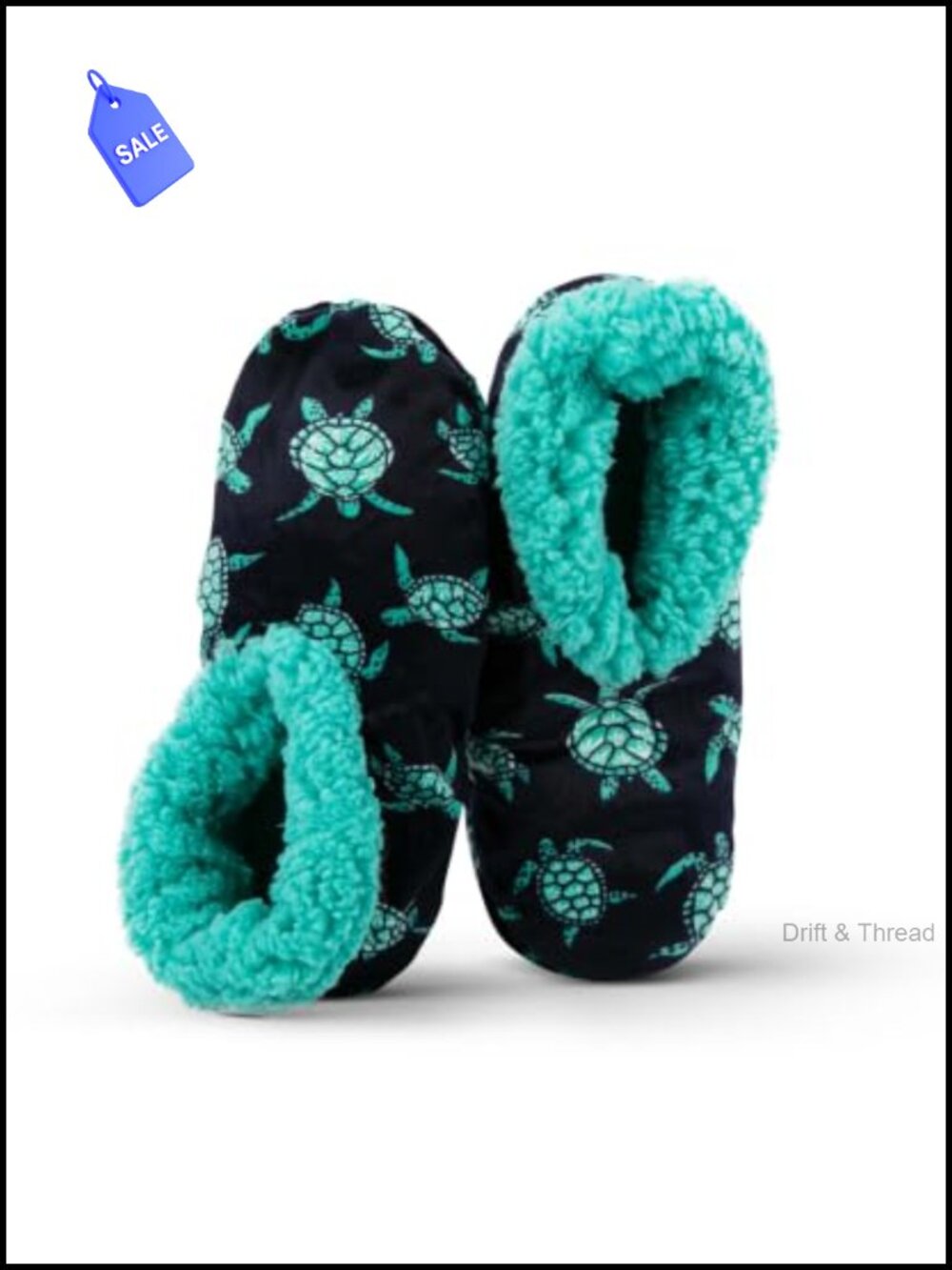 Fuzzy Fleece Slipper Socks for Women Turtle Animal Print Comfy Indoor